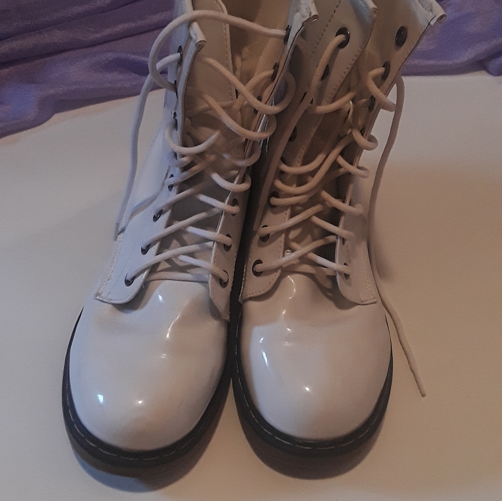 White combat boots